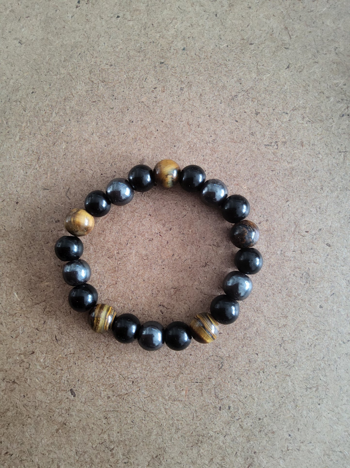 Handmade Triple Protection Bracelet, Tiger Eye, Black Obsidian and Hematite crystal stones