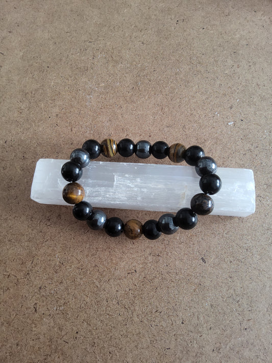 Selenite Cleansing Wand and Triple Protection Crystal Bracelet Combination